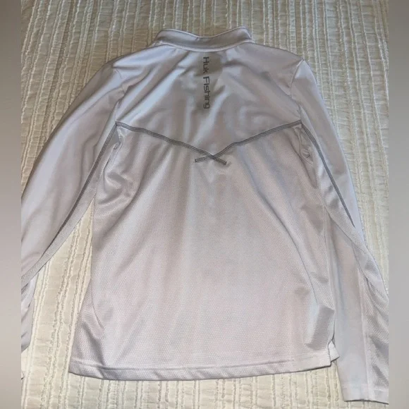 Huk Icon X Fishing Pullover White Womens Size M Long Sleeve UPF 50+ 1/4 Zip - Picture 5 of 7